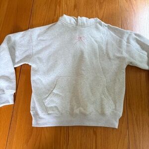 Embroidered Bow Sweater With Hair Protecting Hood
